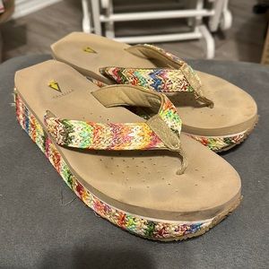 EUC Volatile flip flops colorful
